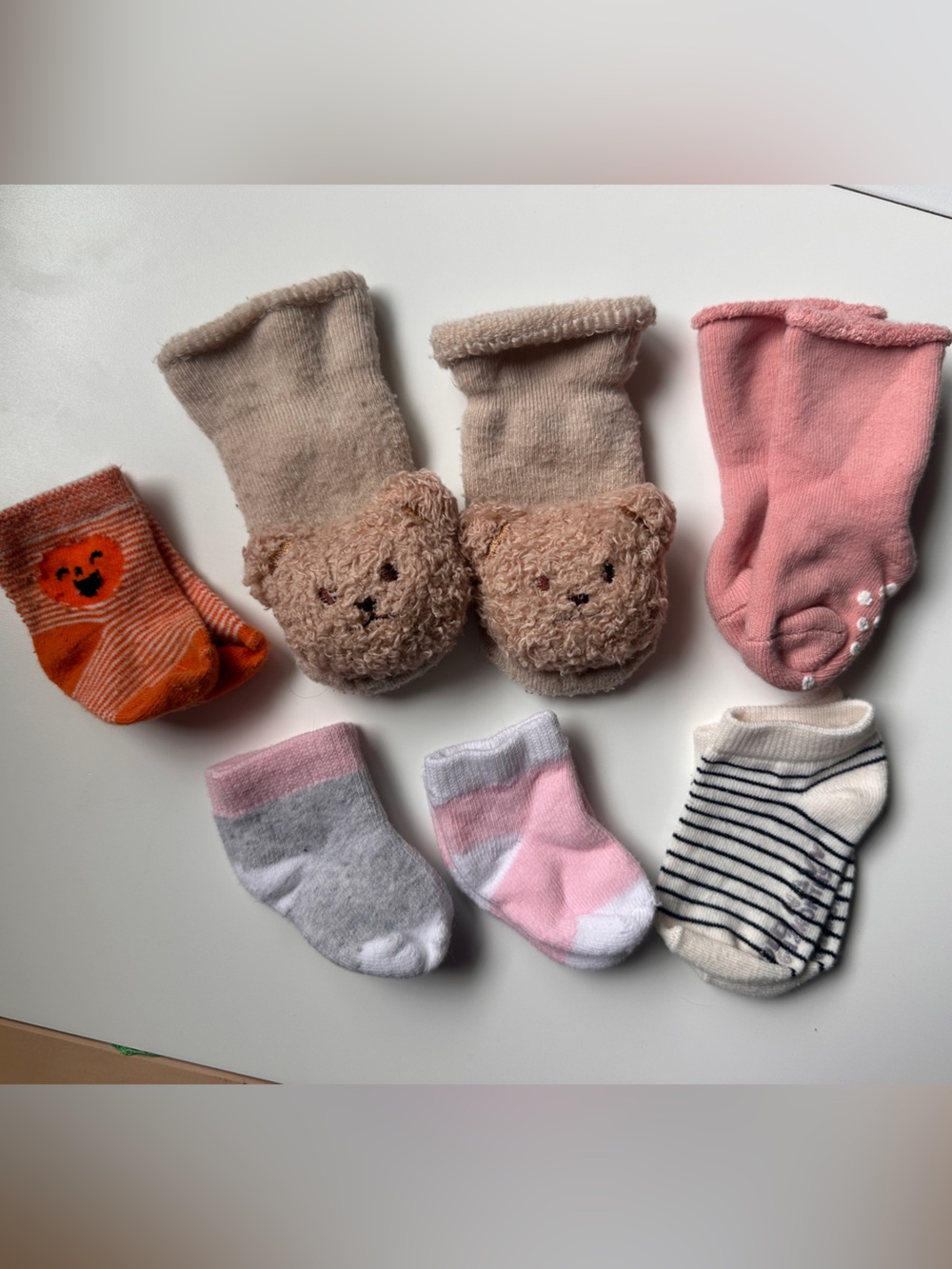 Lot 6 Pairs Misc Baby Toddler Socks Halloween Bears Pink Striped